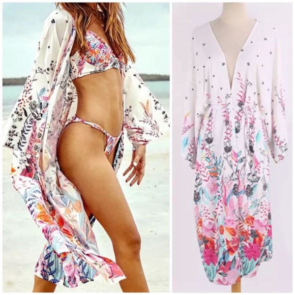 Other - SOLD OUT CLEARANCE Multi Color Floral Kimono Coverup Beach Wrap